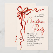Funky Whimsical Christmas Red Bow Holiday Party Kaart (Voorkant / Achterkant)