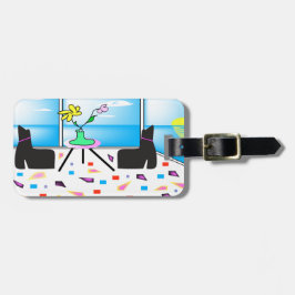 Funky Whimsical Colorful Miami, Graphic Bagagelabel