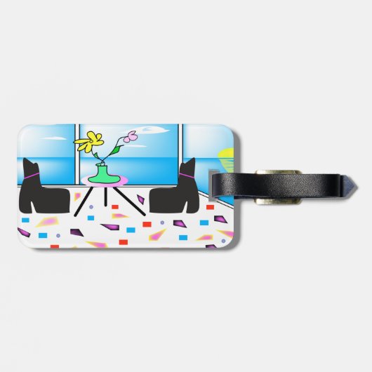 Funky Whimsical Colorful Miami, Graphic Bagagelabel (Achterkant horizontaal)
