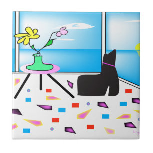 Funky Whimsical Colorful Miami, Graphic Tegeltje