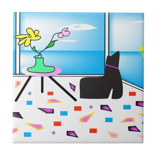 Funky Whimsical Colorful Miami, Graphic Tegeltje (Voorkant)