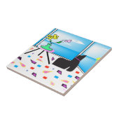 Funky Whimsical Colorful Miami, Graphic Tegeltje (Zijkant)