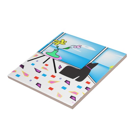 Funky Whimsical Colorful Miami, Graphic Tegeltje (Zijkant)