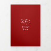 Funky Whimsical Doodles Modern Red Wedding Photo Drieluik Uitnodiging (Cover)