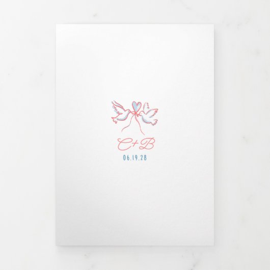 Funky Whimsical Doodles Moderne trouwfoto Drieluik Uitnodiging (Cover)