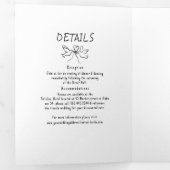 Funky Whimsical Doodles Retro Trouwfoto Drieluik Uitnodiging (Binnenzijde eerst)