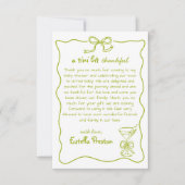 Funky Whimsical Green Dirty Martini Baby shower Bedankkaart (Voorkant)