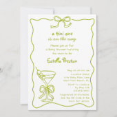 Funky Whimsical Green Martini QR Code Baby shower Kaart (Voorkant)
