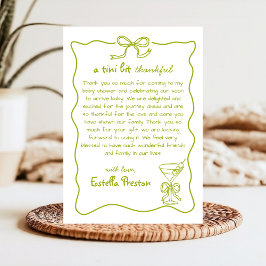 Funky Whimsical Groene Vies Martini Baby Shower Bedankkaart