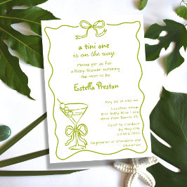Funky Whimsical Groene Vies Martini Baby Shower Kaart