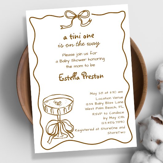 Funky Whimsical Hand Drawn Martini Baby shower Kaart