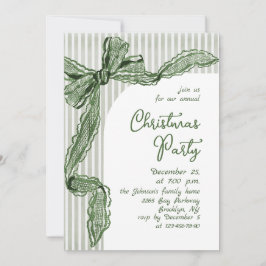Funky Whimsical Kerst Groen Lint Vakantie Feest Kaart