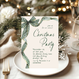 Funky Whimsical Kerst Groen Lint Vakantie Feest Kaart