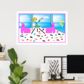 Funky Whimsical Miami Colorful Poster (Thuiskantoor)