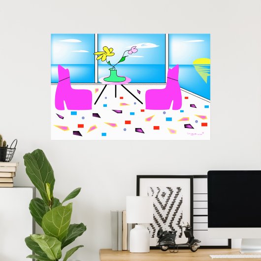 Funky Whimsical Miami Colorful Poster (Thuiskantoor)