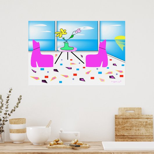 Funky Whimsical Miami Colorful Poster (Keuken)