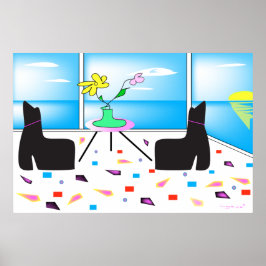 Funky Whimsical Ocean Uitzicht Colorful Poster