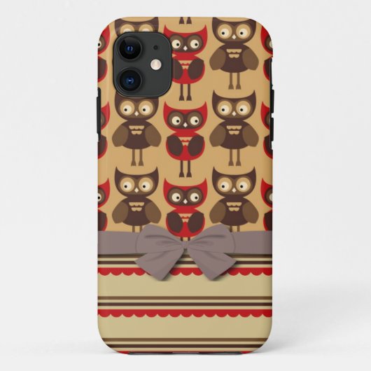 funky whimsical owls en scalloped strepen Case-Mate iPhone case (Achterkant)