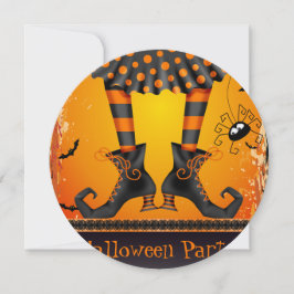 Funky Whimsical Witch Legs Halloween Party Kaart