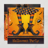 Funky Whimsical Witch Legs Halloween Party Kaart (Voorkant / Achterkant)