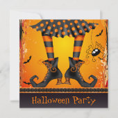 Funky Whimsical Witch Legs Halloween Party Kaart (Voorkant)
