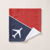 Funky White Plane Airplane Pilot Aviation Bad Handdoek (Wasdoekje)