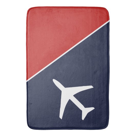 Funky White Plane Airplane Pilot Aviation Badmat (Voorkant Verticaal)