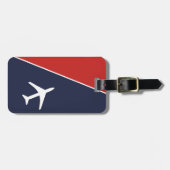 Funky White Plane Airplane Pilot Aviation Bagagelabel (Voorkant horizontaal)