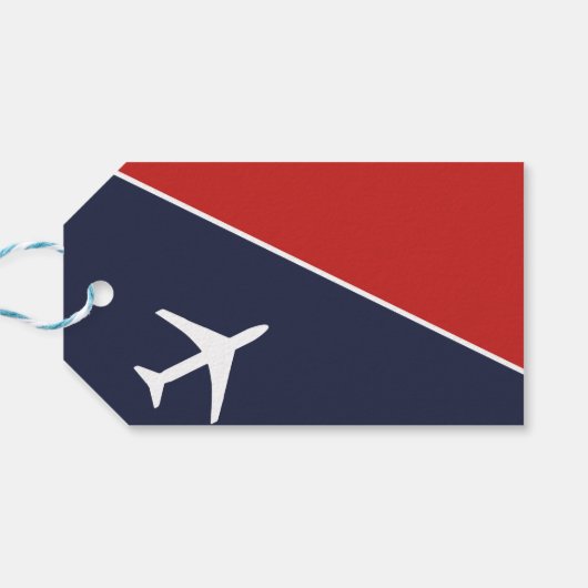 Funky White Plane Airplane Pilot Aviation Cadeaulabel (Achterkant Horizontaal)