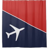 Funky White Plane Airplane Pilot Aviation Douchegordijn (Voorkant)