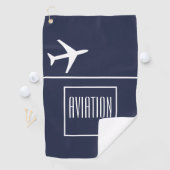 Funky White Plane Airplane Pilot Aviation Golfhanddoek (Insitu)