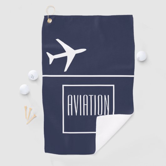 Funky White Plane Airplane Pilot Aviation Golfhanddoek (Insitu)