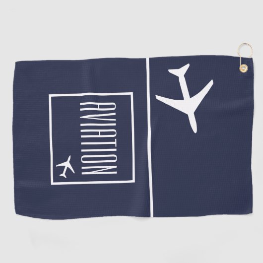 Funky White Plane Airplane Pilot Aviation Golfhanddoek (Horizontaal)