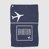 Funky White Plane Airplane Pilot Aviation Golfhanddoek (Voorkant)