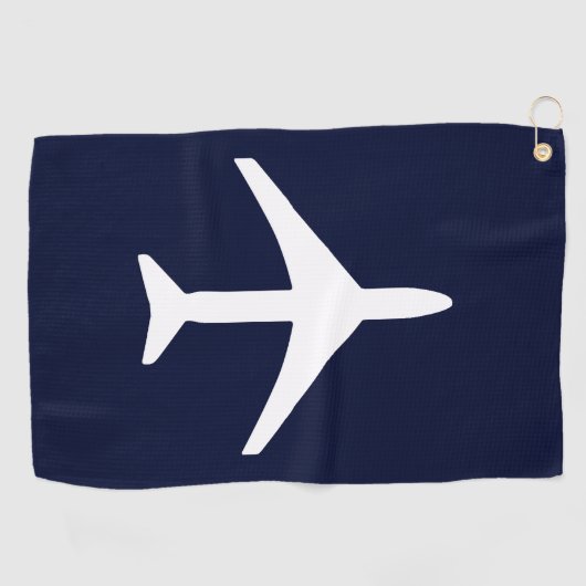 Funky White Plane Airplane Pilot Aviation Golfhanddoek (Horizontaal)