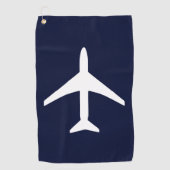 Funky White Plane Airplane Pilot Aviation Golfhanddoek (Voorkant)