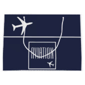 Funky White Plane Airplane Pilot Aviation Groot Cadeauzakje (Voorkant)