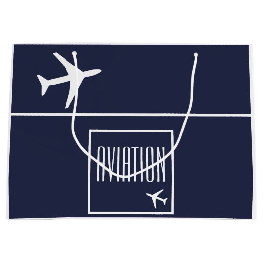 Funky White Plane Airplane Pilot Aviation Groot Cadeauzakje (Voorkant)