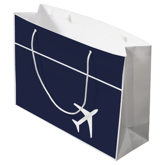 Funky White Plane Airplane Pilot Aviation Groot Cadeauzakje (Achterkant Gekanteld)