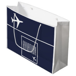 Funky White Plane Airplane Pilot Aviation Groot Cadeauzakje