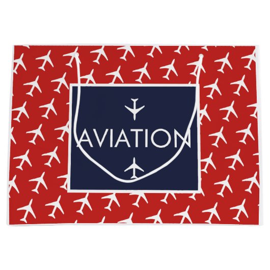 Funky White Plane Airplane Pilot Aviation Groot Cadeauzakje (Voorkant)