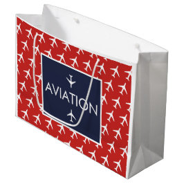 Funky White Plane Airplane Pilot Aviation Groot Cadeauzakje