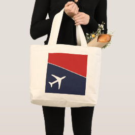 Funky White Plane Airplane Pilot Aviation Grote Tote Bag