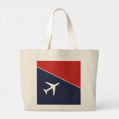 Funky White Plane Airplane Pilot Aviation Grote Tote Bag (Achterkant)