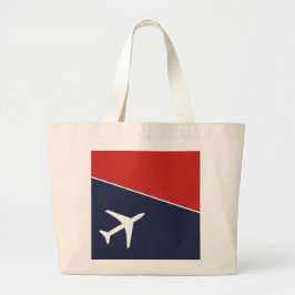 Funky White Plane Airplane Pilot Aviation Grote Tote Bag