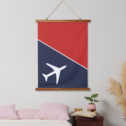 Funky White Plane Airplane Pilot Aviation Hangend Wandkleed (Slaapkamer)