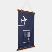 Funky White Plane Airplane Pilot Aviation Hangend Wandkleed (Gebogen)