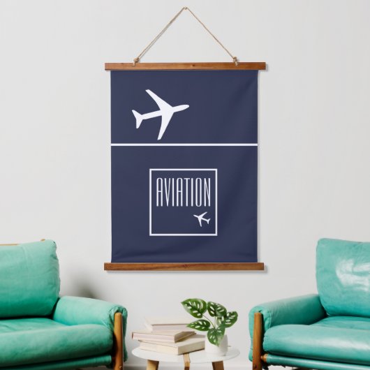 Funky White Plane Airplane Pilot Aviation Hangend Wandkleed (Woonkamer)