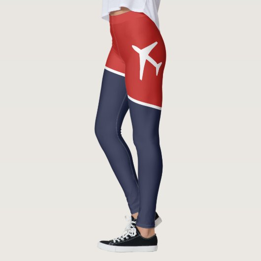 Funky White Plane Airplane Pilot Aviation Leggings (Links)