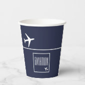 Funky White Plane Airplane Pilot Aviation Papieren Bekers (Voorkant)